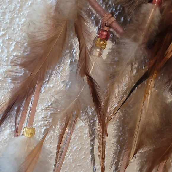 Vintage Brown and Tan Dreamcatcher with Feathers - Picture 5 of 11